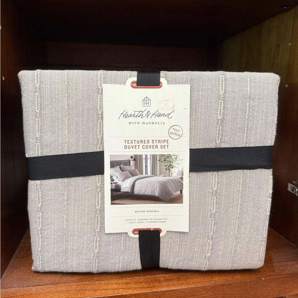 Hearth & Hand with Magnolia Textured Stripe Gray Duvet Cover